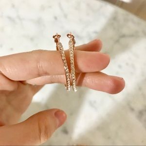 Authentic Kate Spade Rose Gold Hoops- never worn